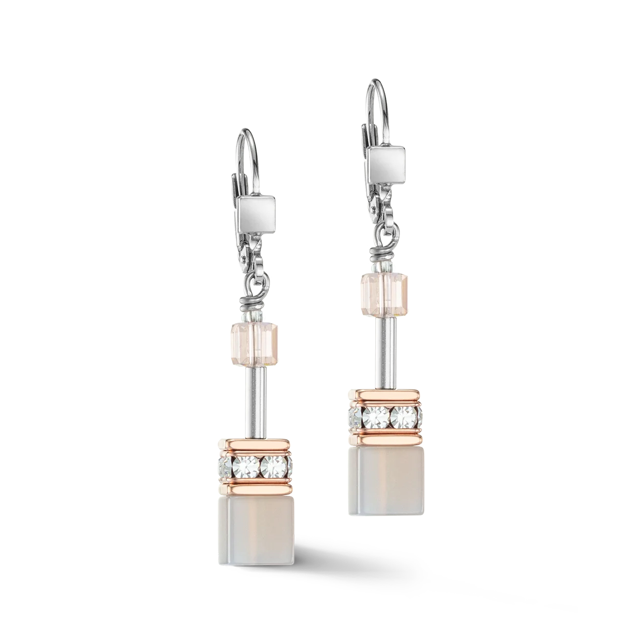 Coeur De Lion GeoCube® Earrings Rose Gold Peach